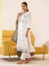 Women Ethnic Motifs Embroidered Kurta With Trousers & Dupatta-MLWSHKS4295BLK